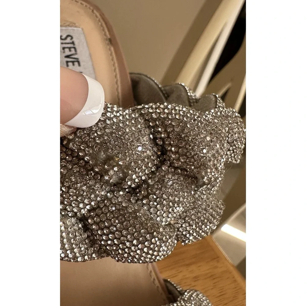 Steve Madden Women's Kenley High Heels Slip-on Sandal Rhinestone Tan Size 6M - Picture 8 of 11